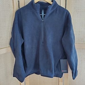 NWT LULULEMON MEN'S OVERSIZED-FIT FLEECE BLACK HALF ZIP SIZE XS